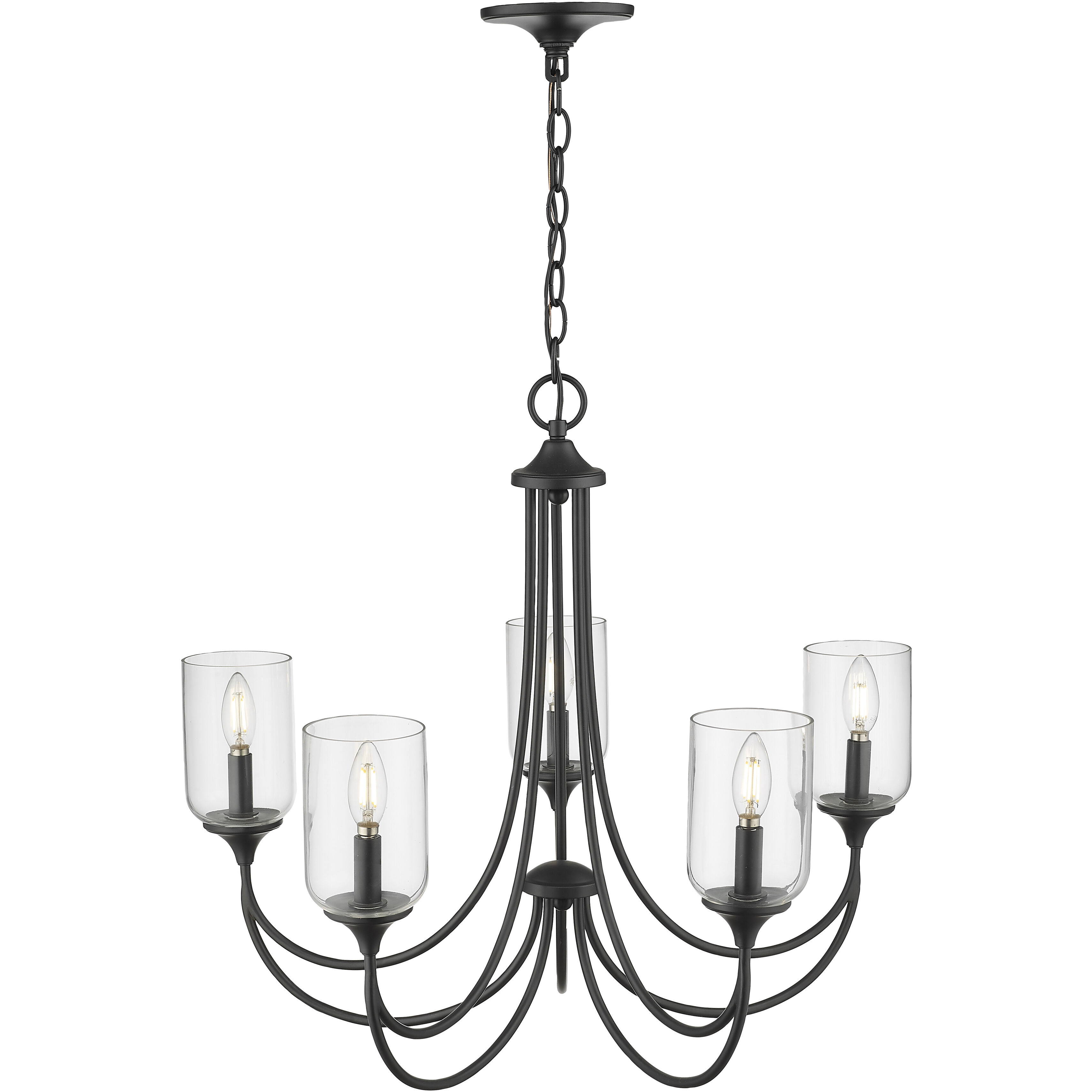 Waddingham 5 Light 27 inch Matte Black Chandelier Ceiling Light